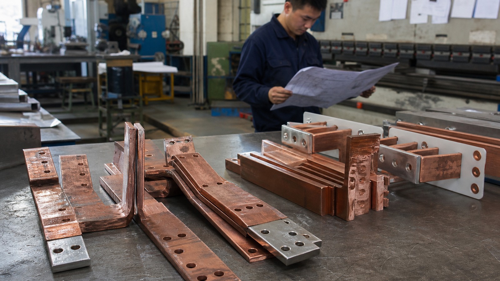 Custom copper and aluminum busbars manufactured by BusbarMFG